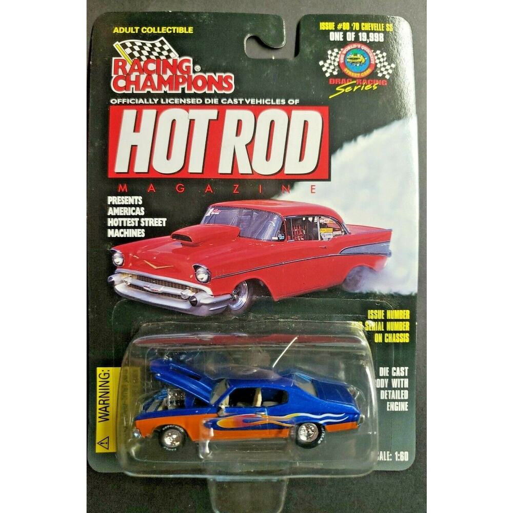 1997 Racing Champions Hot Rod Mag #80 '70 Chevelle SS Blue 1:60 HW1